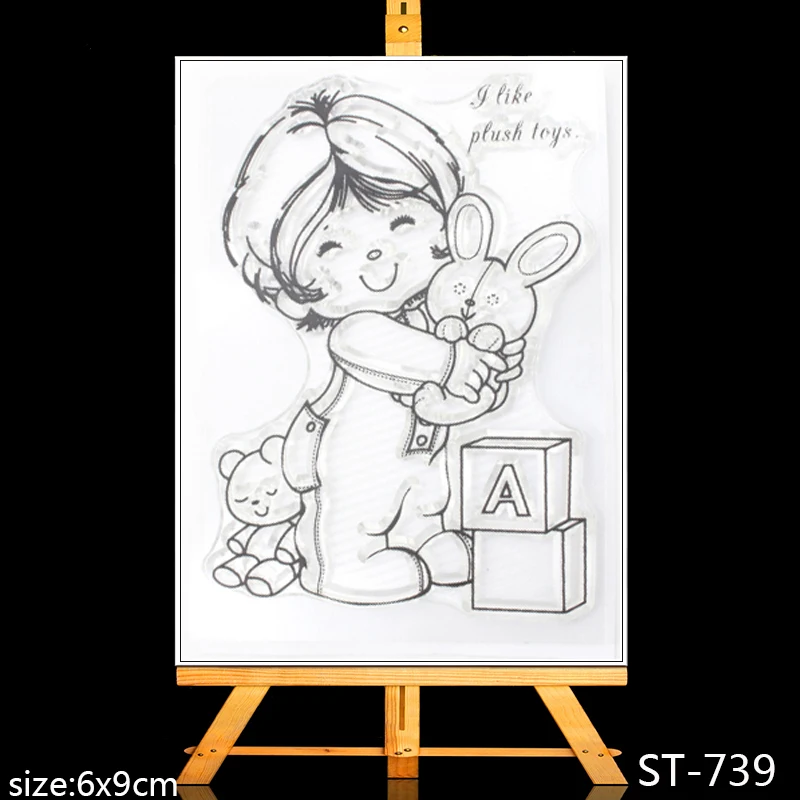 

AZSG Little baby and bunny Clear Stamps/Seals For DIY Scrapbooking/Card Making/Album Decorative Silicone Stamp Crafts