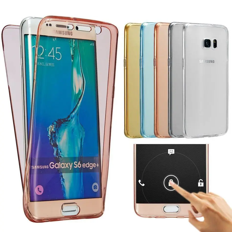 

For Samsung Galaxy S6 S7 Edge Plus A3 A5 A7 2016 S4 S5 Note 4 5 J5 J7 Front Transparent TPU Soft Touch Case full body Clear Case