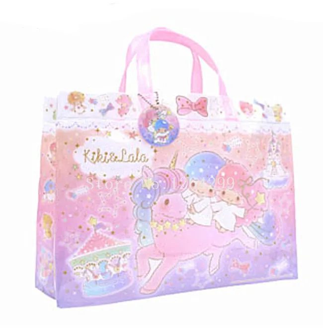 

New Fashion Little Twin Stars Girls Woman Big PVC Waterproof Transparent Handbags Kids Shopping Bags For Children