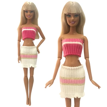 

NK 2019 Newest Doll Elasticity Sweater Clothes Dress Fashion Skirt Party Gown For Barbie Doll Girl Best Gift 045