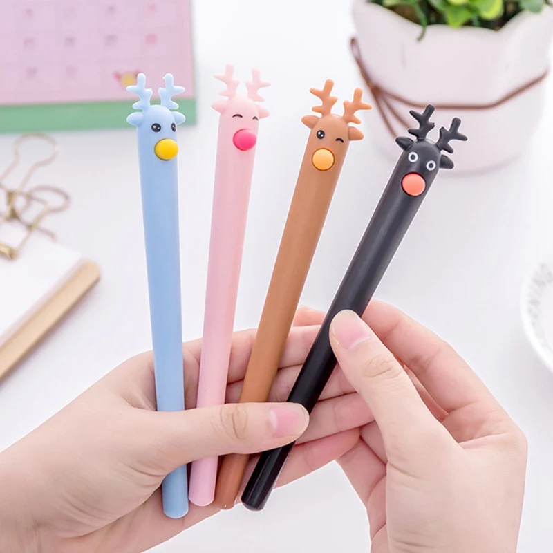 

Festival Christmas Reindeer Gel Pen 0.5mm Black Ink Gel Pen Kawaii Stationery Gift Office School Supplies