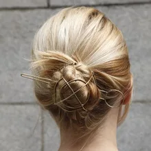 Уникальны! Позолоченные геометрические палочки для волос в стиле панк, винтажная клетка для волос, ювелирные изделия для волос, свадебные аксессуары для волос, шикарные украшения для волос