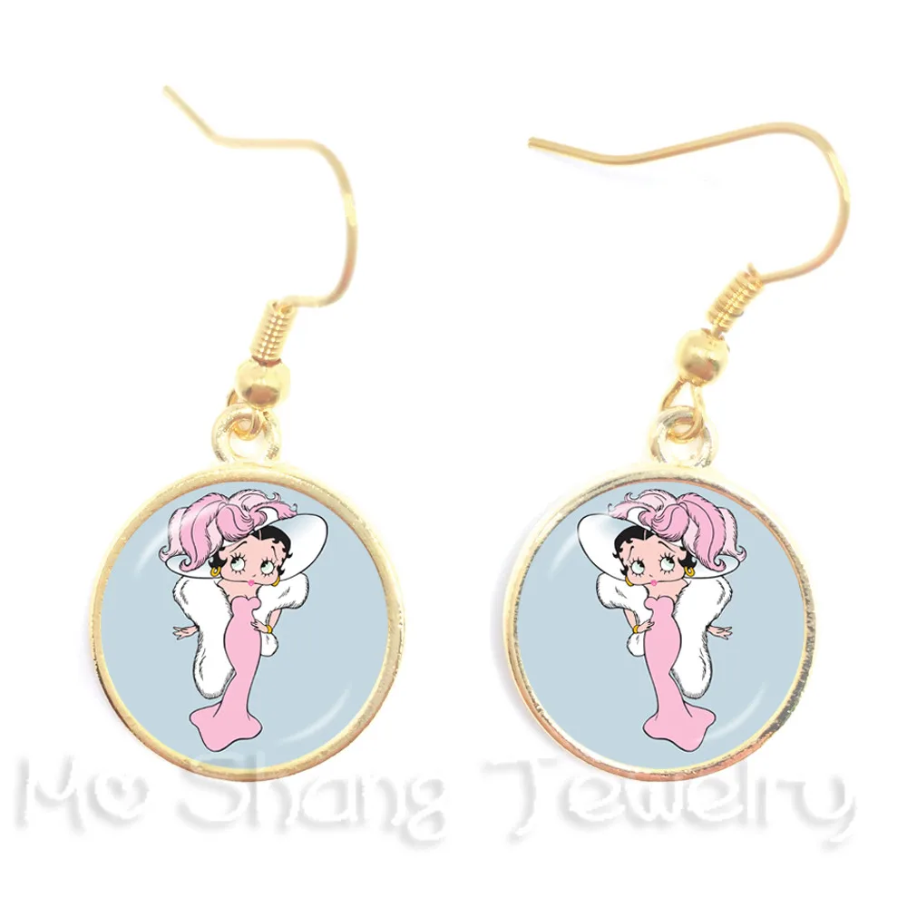 Новые сексуальные и милые серьги Betty Boop с узором 16 мм очаровательные Подвесные
