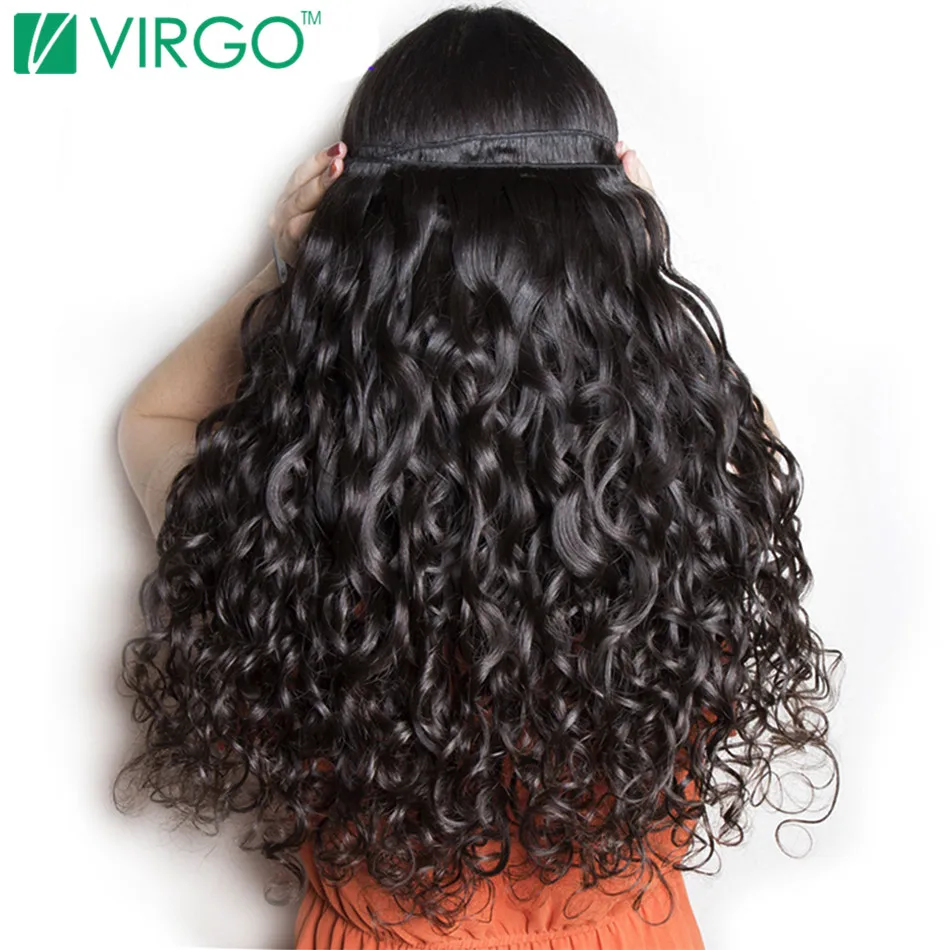 Brazilian Water Wave 3 Bundles with Lace Frontal Closure Human Hair Bundles With Closure Frontal Virgo Hair Non-remy Weave Brazilian Water Wave 3 Bundles with Lace Frontal Closure Human Hair Bundles With Closure Frontal Virgo Hair Non-remy Weave