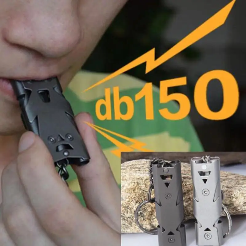150db مزدوجة الأنابيب صافرة عالية ديسيبل الفولاذ المقاوم للصدأ في الهواء الطلق الطوارئ صفارة إنقاذ المفاتيح التشجيع صافرة