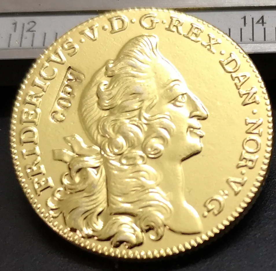 1754 ДАНИЯ 1 Dukat 22 K Позолоченные Имитация монеты