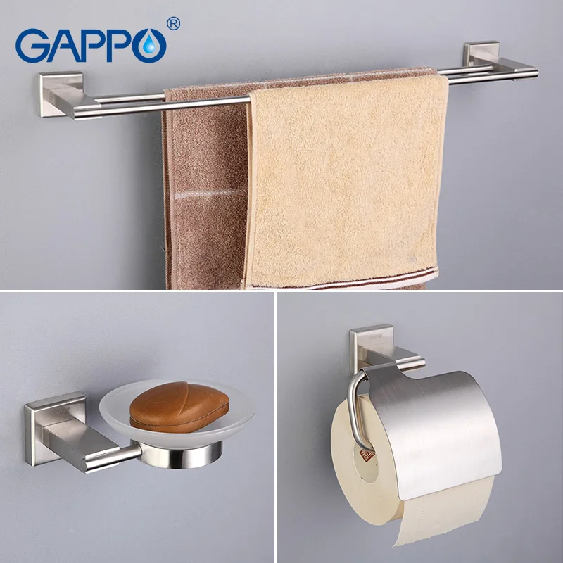 Online Gappo accesorios de baño toalla barra aparador Clip soporte de papel cepillo de dientes titular Toalla de baño toalla trasera anillo de baño conjuntos de baño G17T11