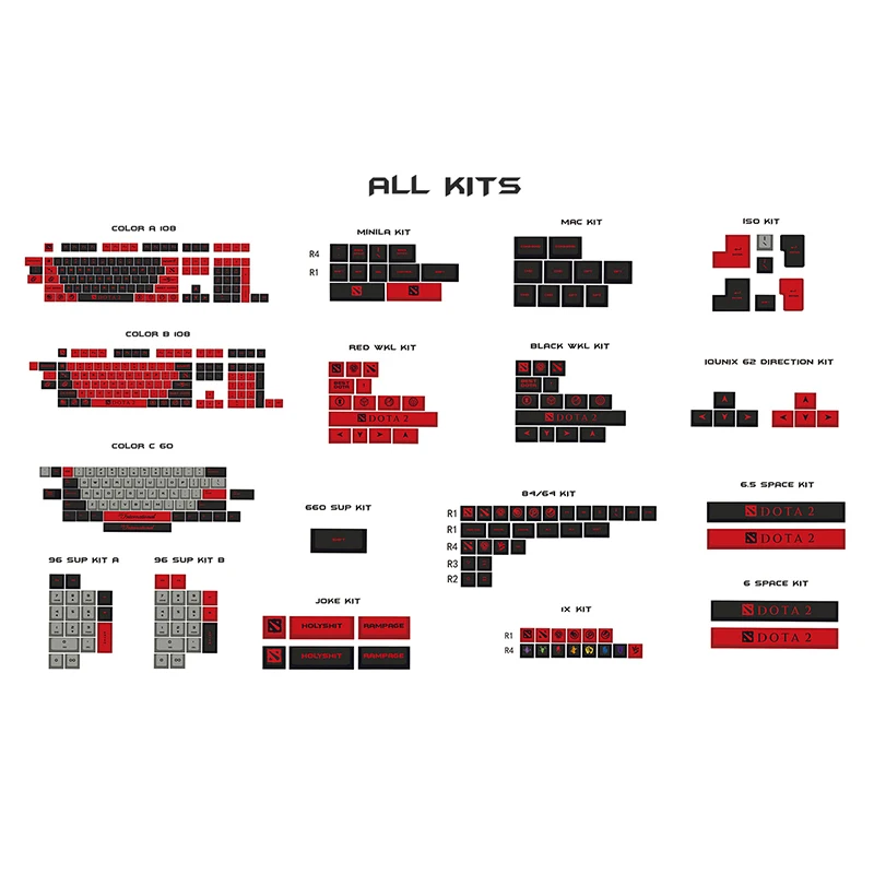 1 комплект PoFoCaps PBT сублимационные колпачки для ключей персональная механическая клавиатура для Dota2 мясника полный набор вишневого профиля