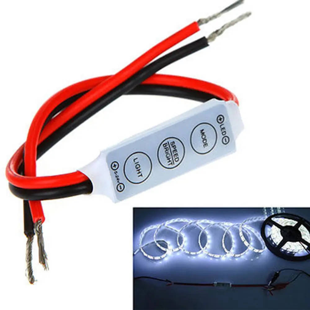 Mini 12V LED Strip Light Dimmer Controller with On Off Switch for 3528 5050in Dimmers from
