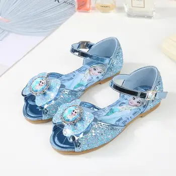 

Summer Girls Sandals Cartoon Elsa Princess Children Flat Sandals Open-Toe Bowtie School Party Shoes For Girls Princess Sandals