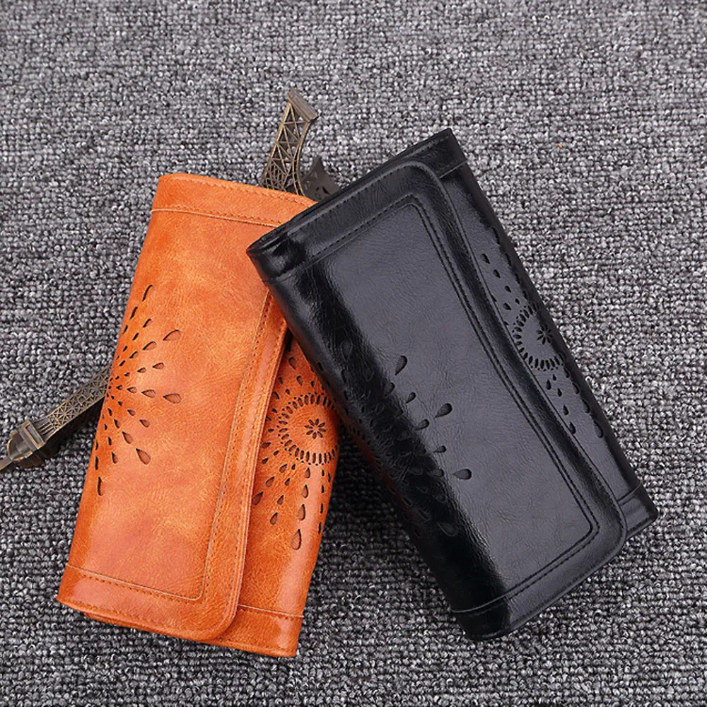 

Women's Wallet High Capacity Card Holder Folds 3 Ladies Leather Clutch Large Wallet Long Card Holder Purse Handbag Luxury Female