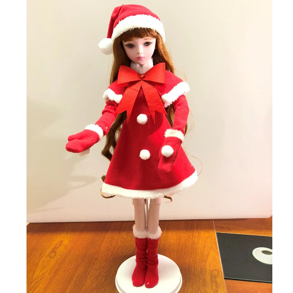 Adorable 1/3 BJD Doll Clothes Christmas Party Outfits - Dress Cloak Gloves Stocking For Night Lolita BJD Fashion Girl Doll