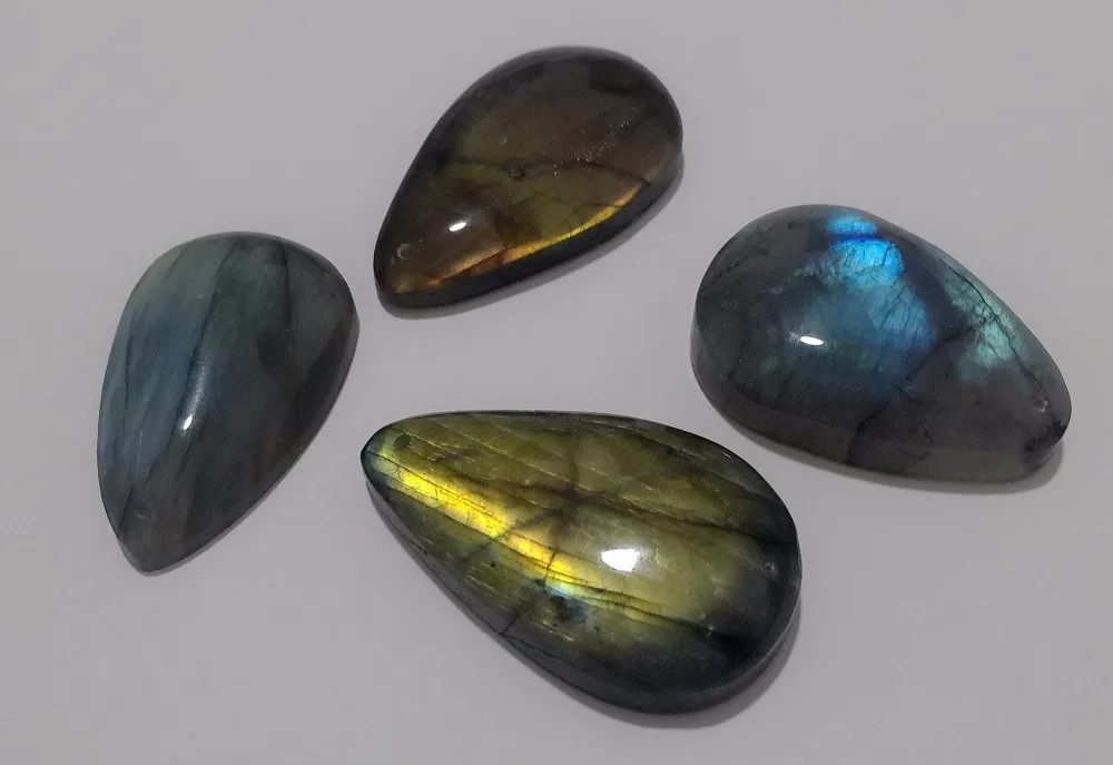 

BEADJOY- Strong Flash Labradorite Pendant 30-50mm Pear Shape Semi gem stone Jewelry Pendants 2pcs/lot