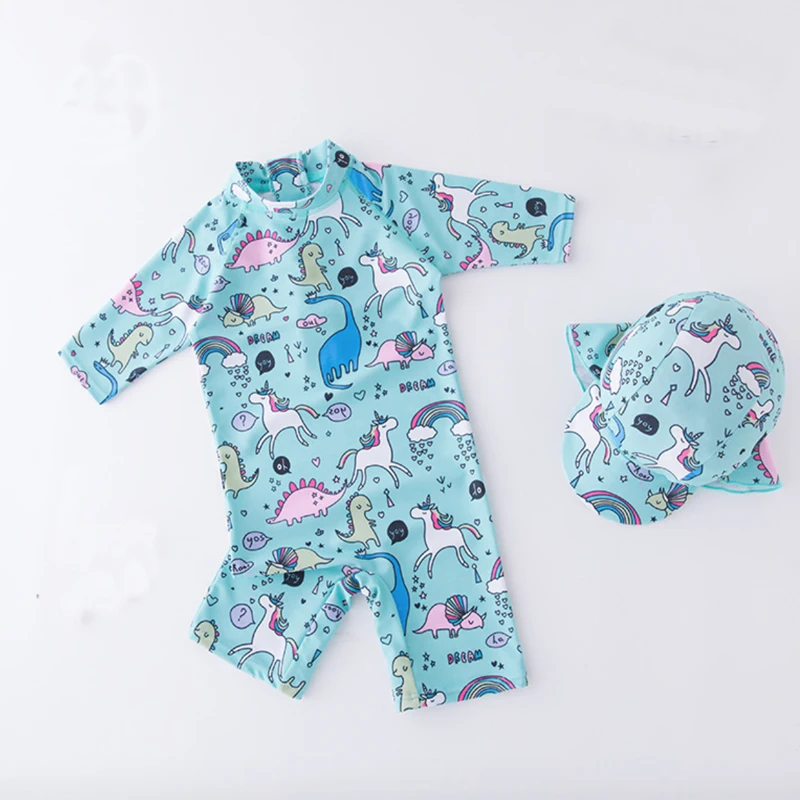Cute Children Swimwear Child Boy One Pieces Swimming Suit UV Swimsuit Diving Suits Cartoon Sunscreen Quick Drying Rash Guards | Спорт и