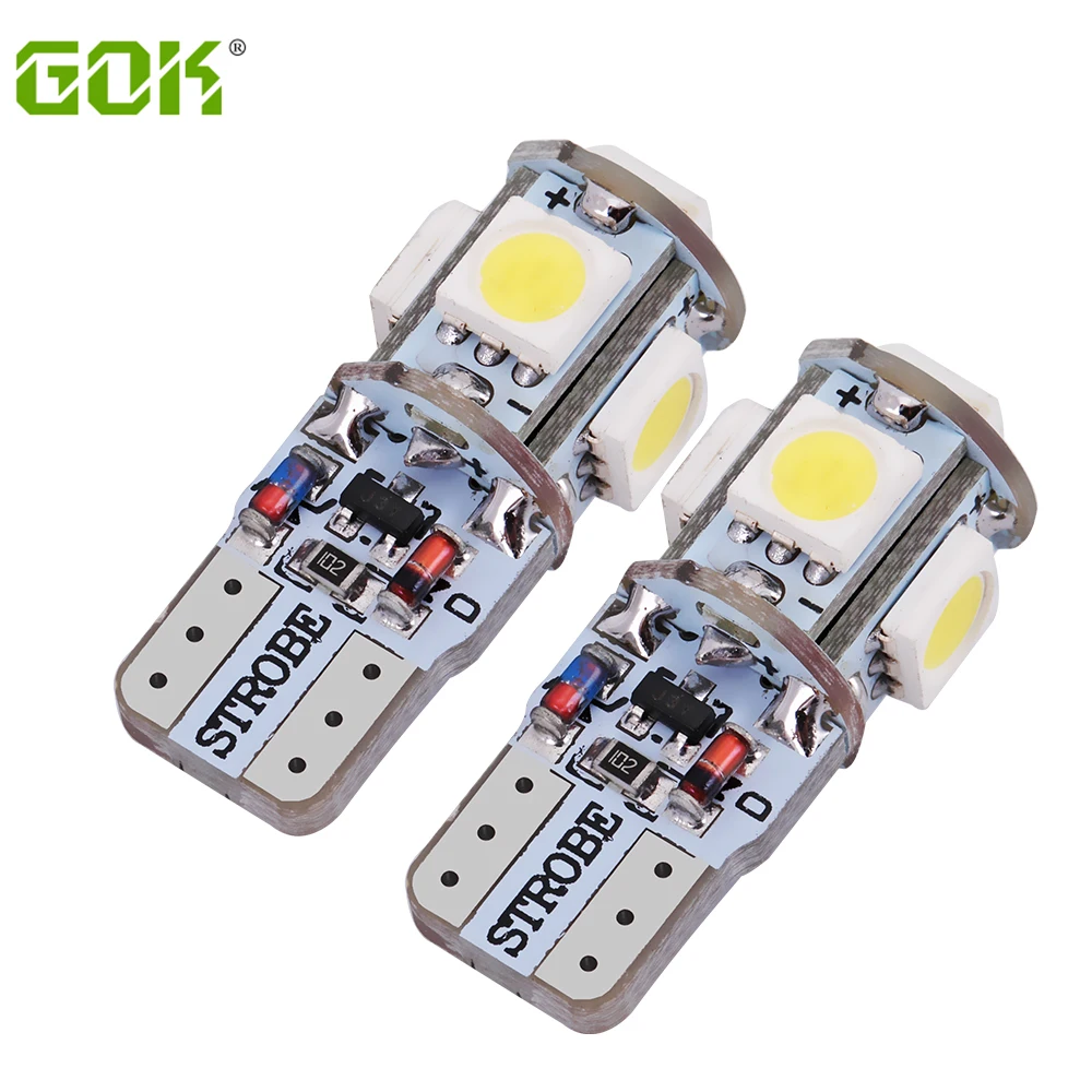 

100pcs/lot T10 Strobe flashing 194 W5W 5led 5050SMD LED lasting shine+auto strobe flash Two modes of Operation Car light bulbs