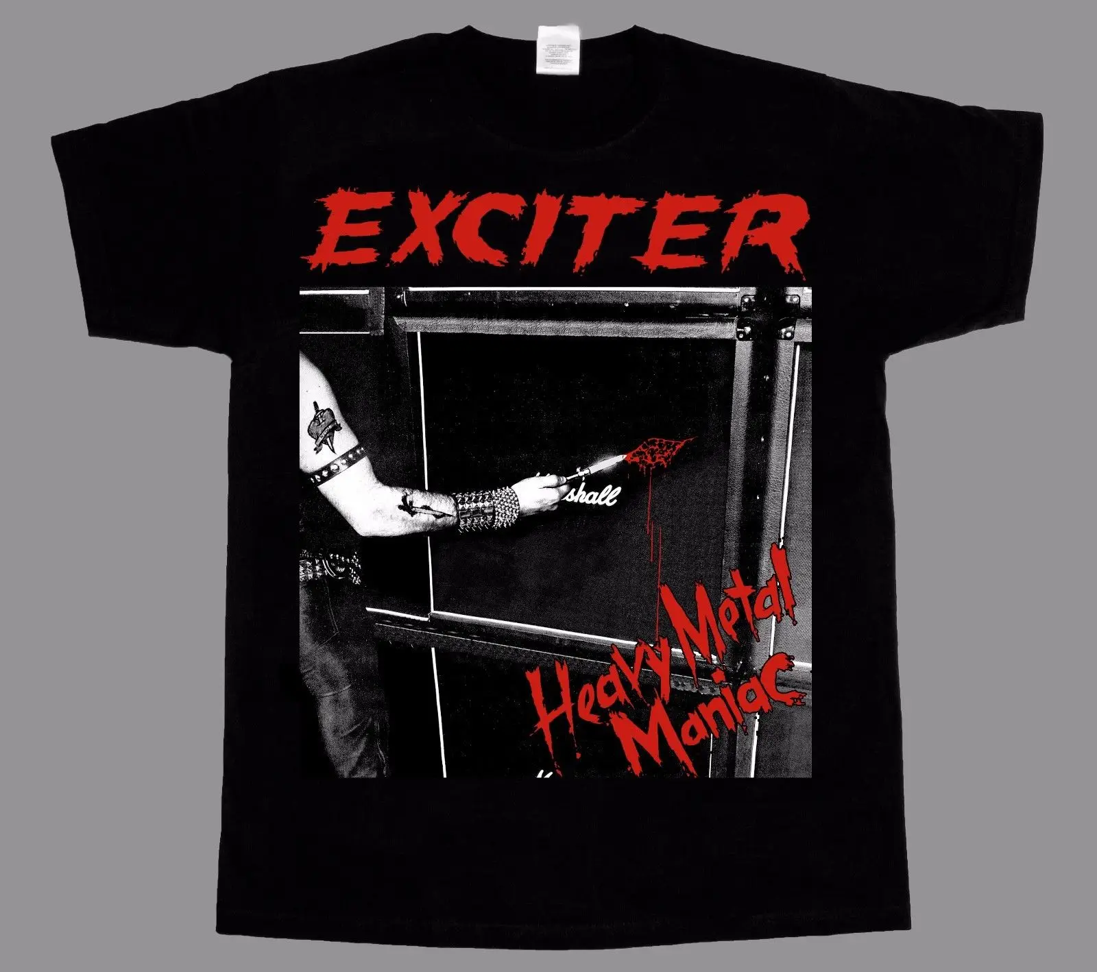 EXCITER HEAVY METAL MANIAC➃ ANVIL ANTHRAX SPEED THRASH NEW BLACK T-SHIRTPrinted funny T-Shirt | Мужская одежда