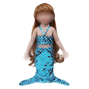 

18 inch Girls doll bathing suit Mermaid tail swimsuit Bikini suit American new born dress Baby toys fit 43 cm baby c657