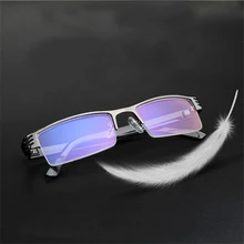 Высококачественная Смола очки для чтения Металл Половина рамки синий фильм покрытие дальнозоркость Пресбиопия Gafas De Lectura