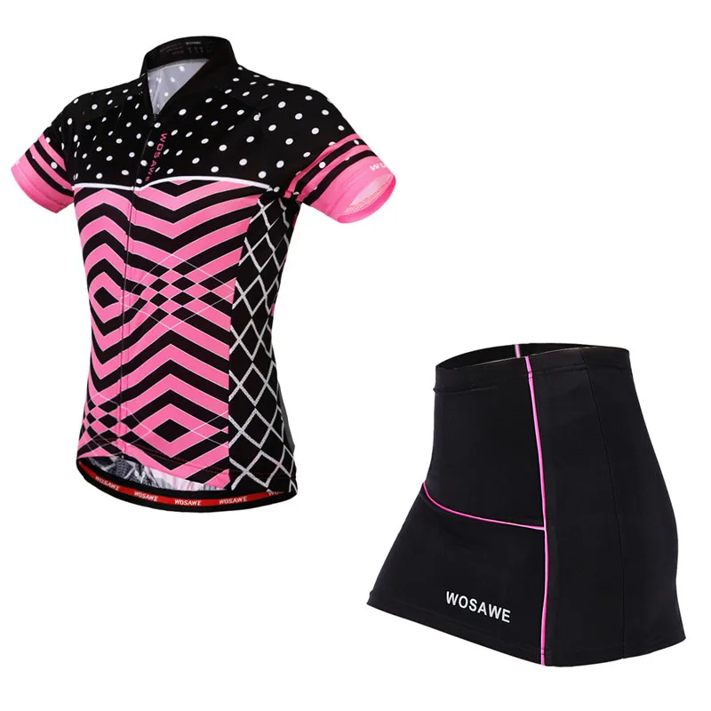 WOSAWE Summer Female Mini Skirt + Shirt Ropa Ciclismo Cycling Jersey Sets Breathable MTB Bike Clothing Short sleeve clothes WOSAWE Summer Female Mini Skirt + Shirt Ropa Ciclismo Cycling Jersey Sets Breathable MTB Bike Clothing Short sleeve clothes