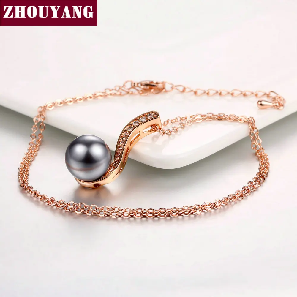 ZHOUYANG ZYS277 чёрный искусственный жемчуг цвета розового золота ювелирное изделие