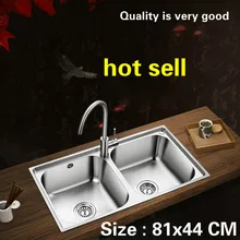 Стандартный двойной кухонный паз раковина Мода 304 пищевой нержавеющей стали Горячая большой 81x44 см