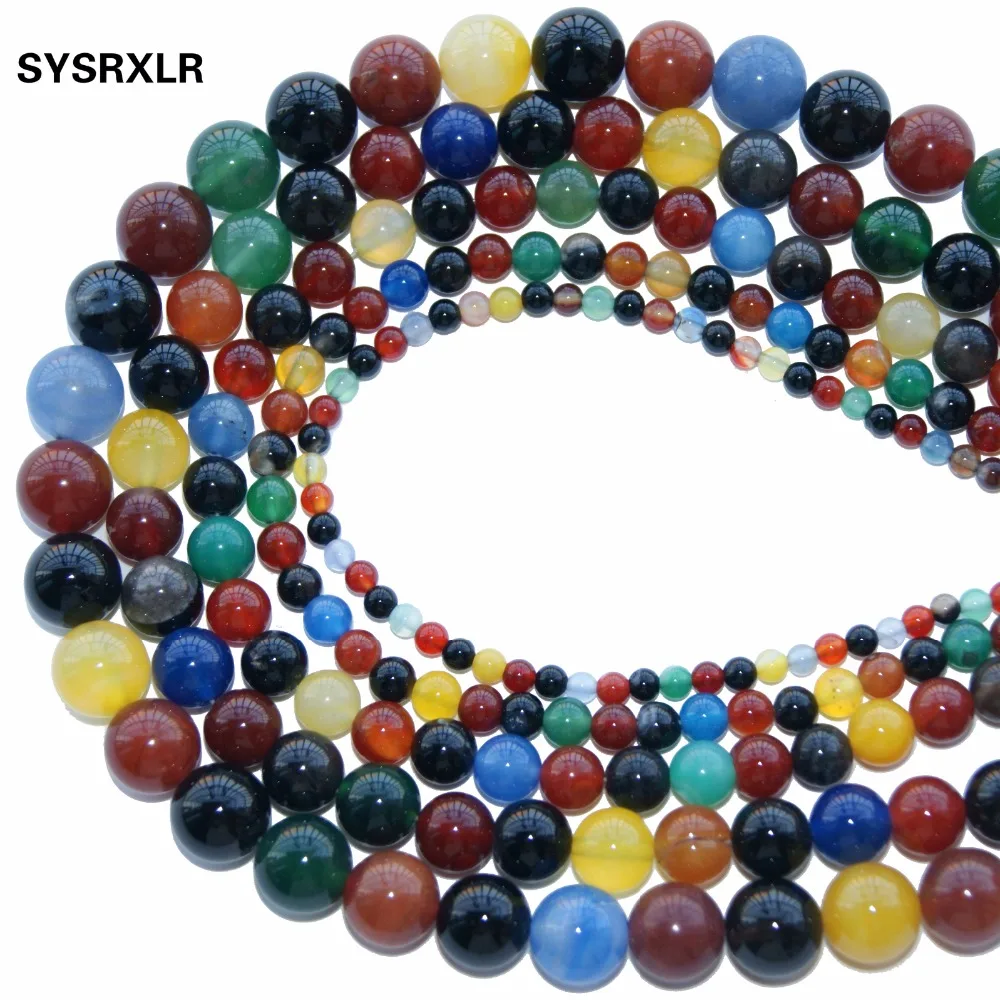 Fashion Color Mixture Colorful Natural Stone Beads Loose