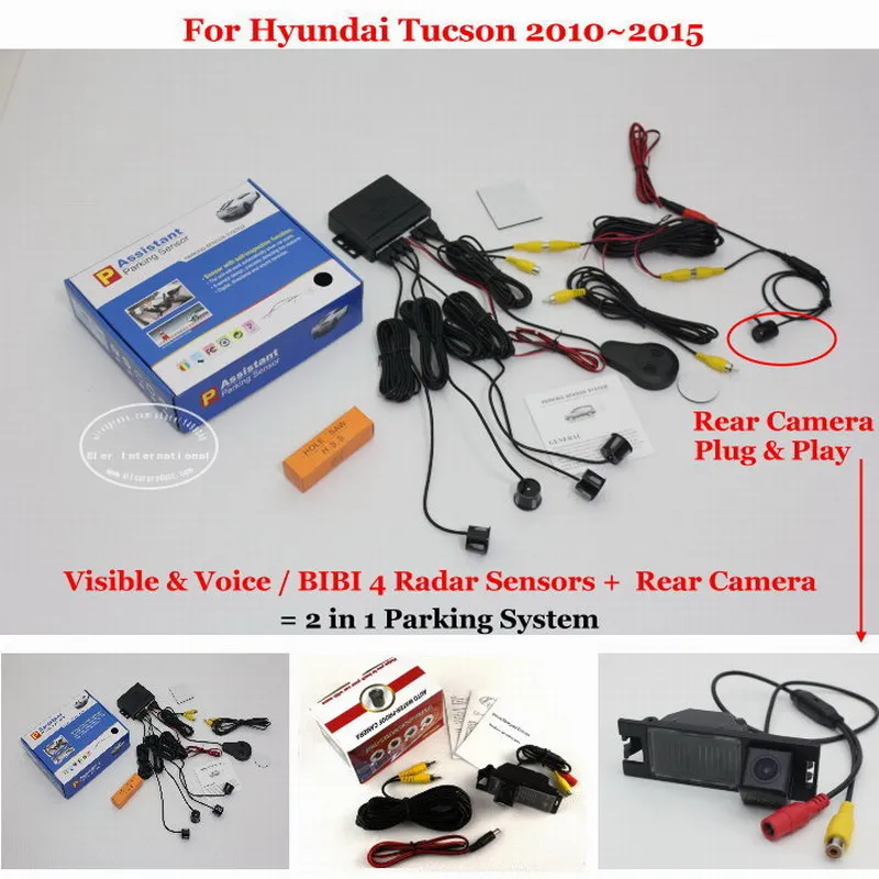 

Car Parking Sensors + Rear View Back Up Camera = 2 in 1 Visual Alarm Parking System For Hyundai Tucson 2010~2015
