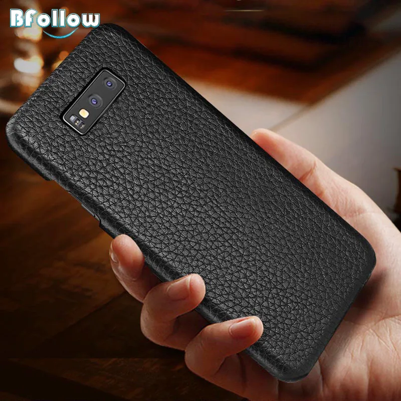 

BFOLLOW Cowhide Leather Case for Samsung S8 S9 / Plus / Note 9 Note 8 Luxury Back Cover Vintage Coque Black Red
