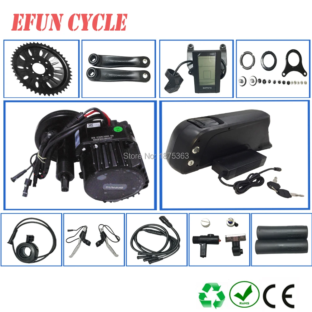 

Free shipping 52V Mid drive motor kits Bafang BBSHD 48V 1000W with Color LCD display and 52V 14Ah Li-ion down tube battery
