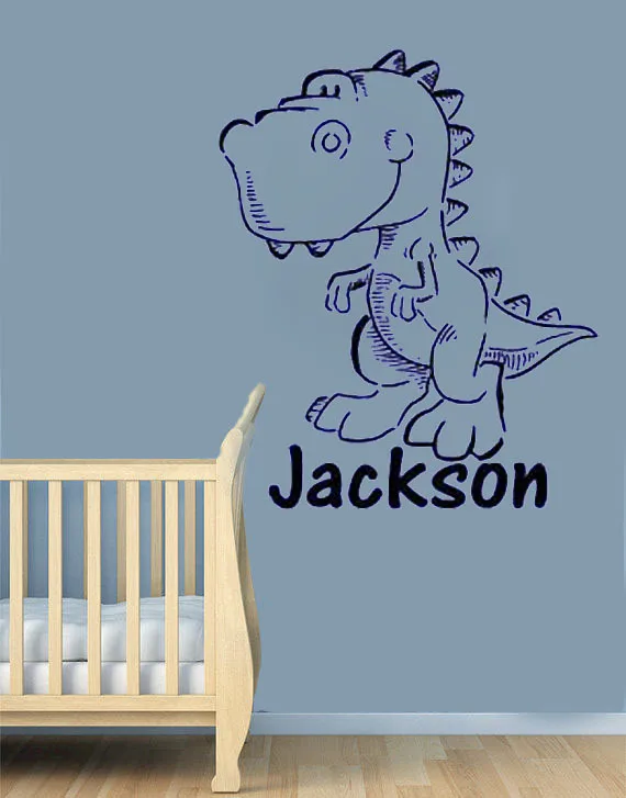 Buy Big Personalized Dinosaur & Name wall decals vinyl