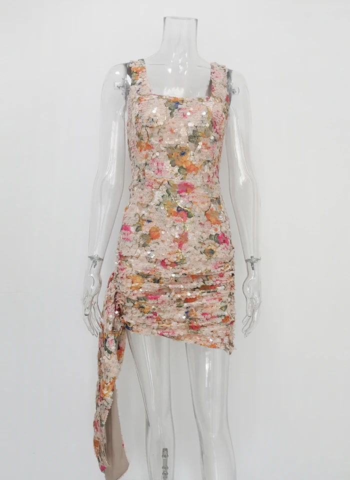 Karlofea/нарядное платье с блестками, женское сексуальное мини-платье с квадратным вырезом для подиума, Дамская блестящая Клубная одежда, Vestido, модное платье с запахом