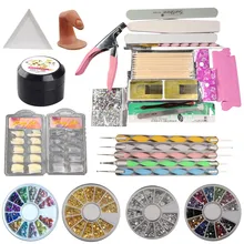 Pro 27 в 1 акриловые наконечники для дизайна ногтей жидкий буфер декоративный блеск инструменты Полный комплект ногтей Блестящий инструмент фототерапия клей комбинированный набор