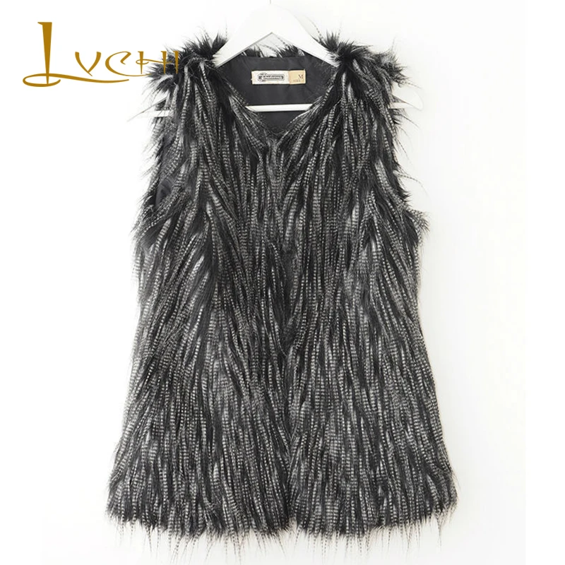 

LVCHI Faux Fox Fur Women Vest Winter Warm Casual Faux Fur Coat Faux Fur Fashion Sleeveless Garment Street Party Bodycon Fur Vest