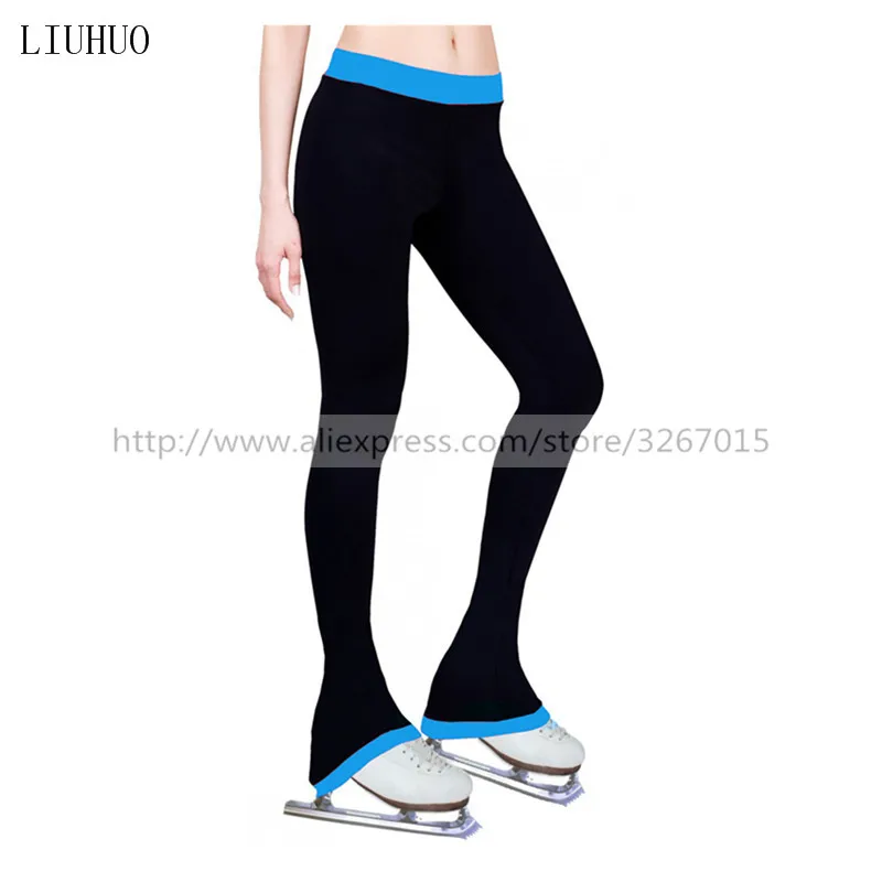 LIUHUO Ice Figure Skating Pants Women Children Girls Kids Teens Warm Multi Color Soft Training Sport Roller Competition Blue