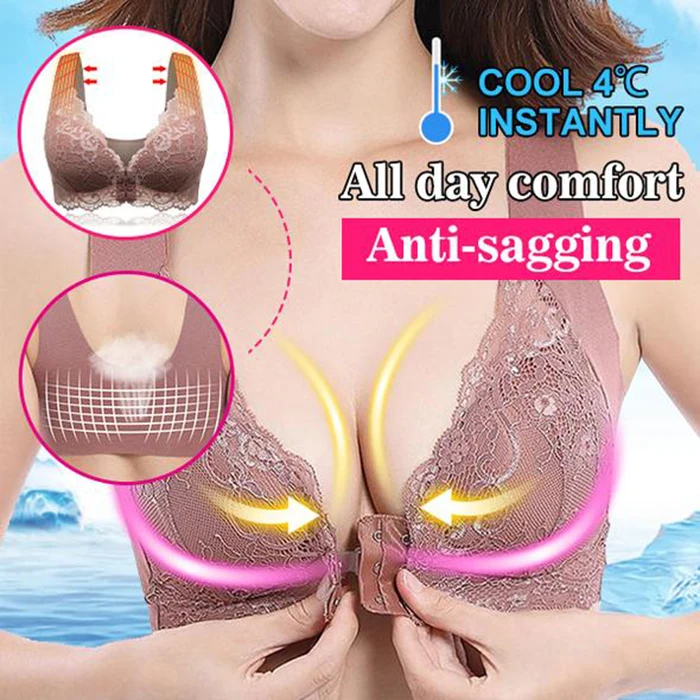 

Front Closure Extra-Elastic Breathable Bra Female Vest Push Up Bra Full Cup Sexy Lace Bras Gather Brassiere
