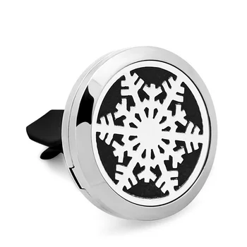 

5PCS Christmas Snowflakes Car Perfume Locket Pendant 316L Stainless Steel Essential Oil Diffuser Car Perfume Locket With Pad