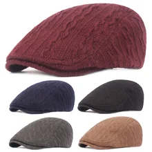 Мужская зимняя теплая Толстая Вязаная Шерстяная Шапка Newsboy Гольф-берет Кепка водителя мужская шапка s CSHAT0374
