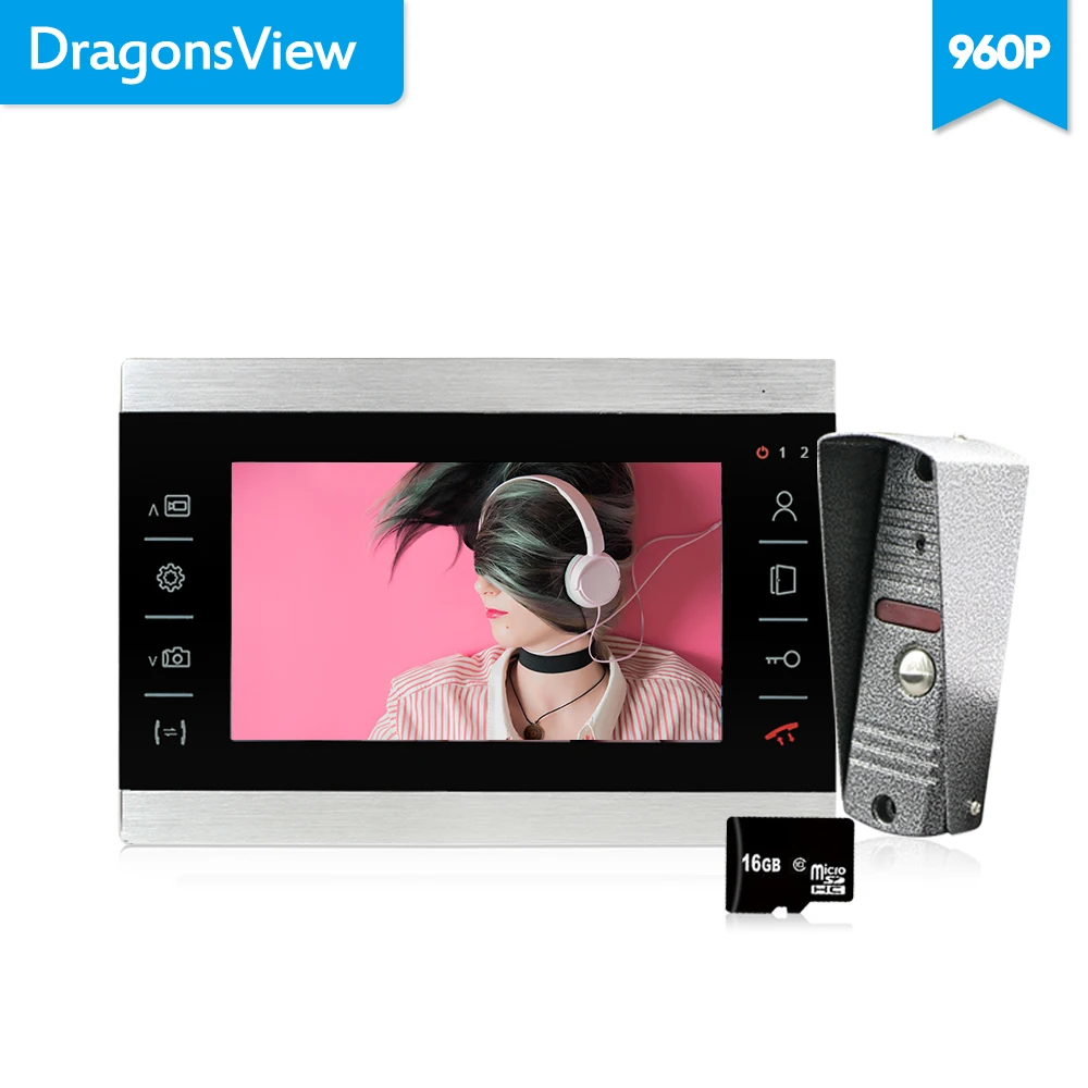 

Dragonsview 7 Inch 960P Video Door Phone Intercom Doorbell System Touch Button Video Goalkeeper Sleep Mode Motion Recording