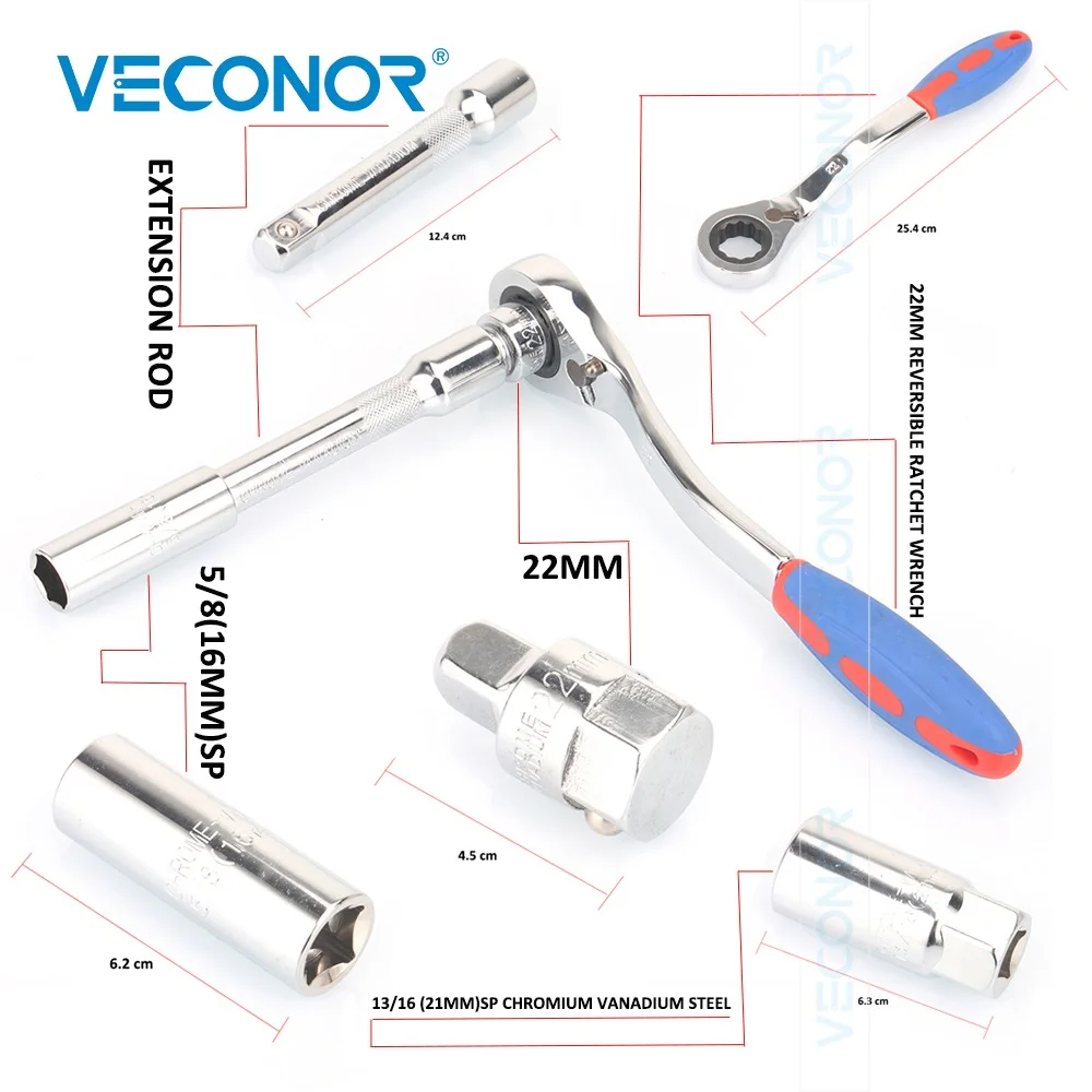 Veconor Spark Plug Wrench Sleeve Tool Spark Plug Socket Removal Hand