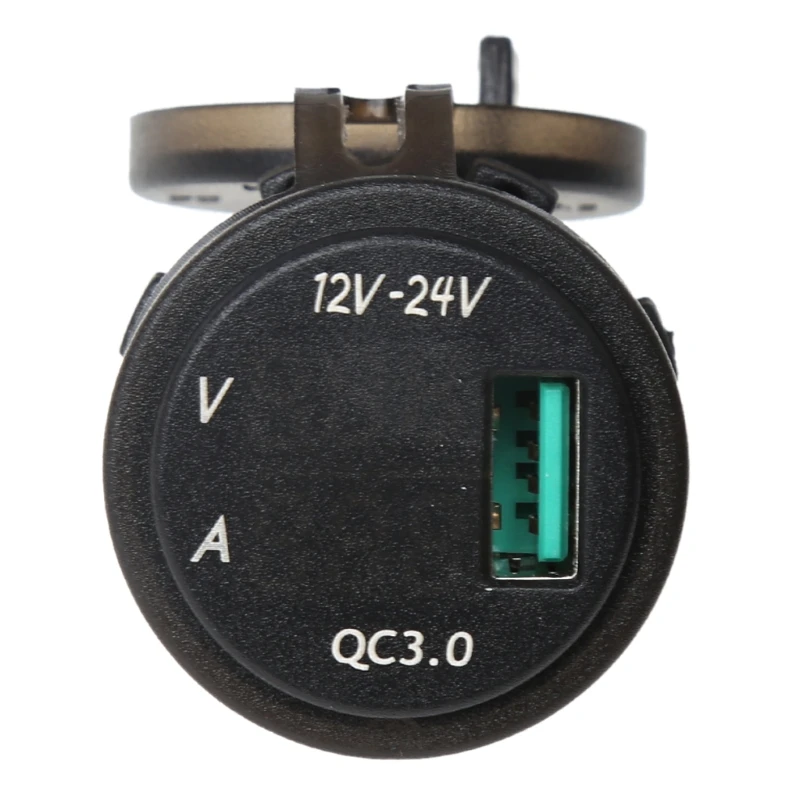 QC 3.0 USB Charger Socket LED Voltmeter Current Display for Car Boat Motorcycle