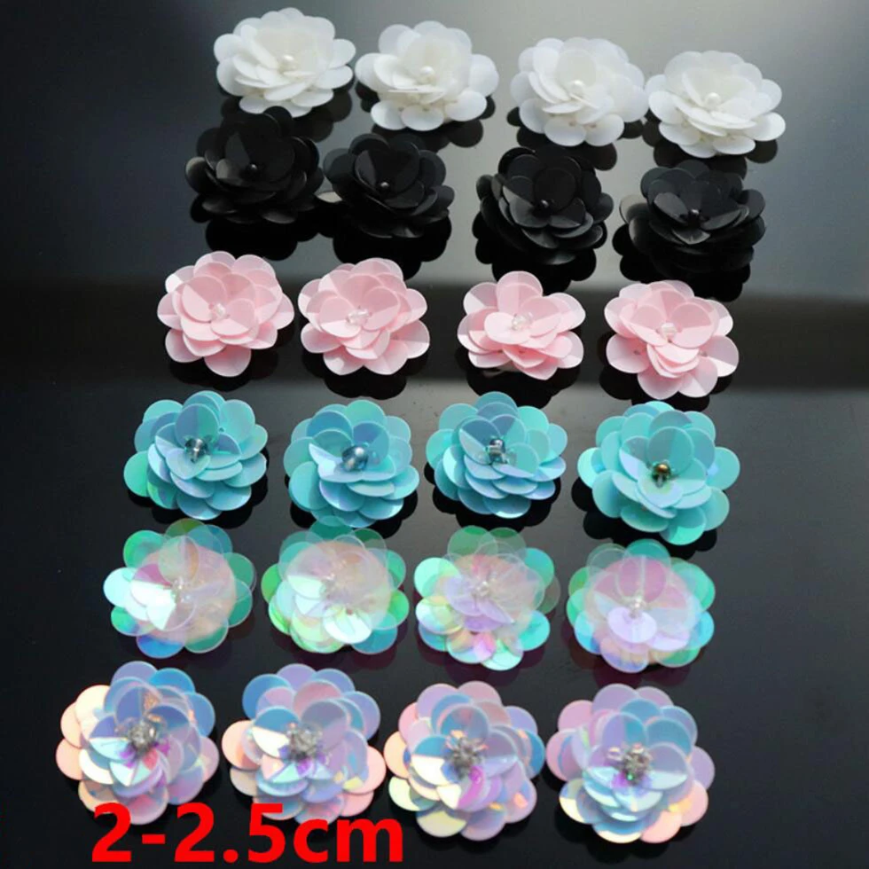 

AHYONNIEX 10pcs/lot small sequins flowers patches beads patches sew on beading applique clothes DIY earrings shoes bags patches