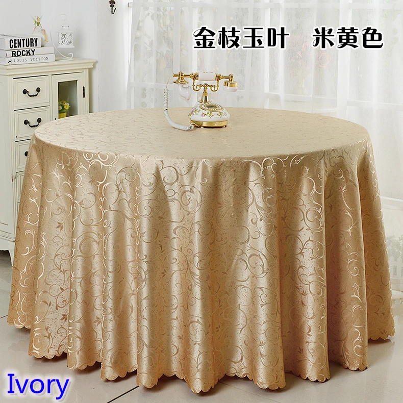 

Ivory colour jacquard table cloth damask pattern table cover for wedding hotel and round table linen decoration wholesale