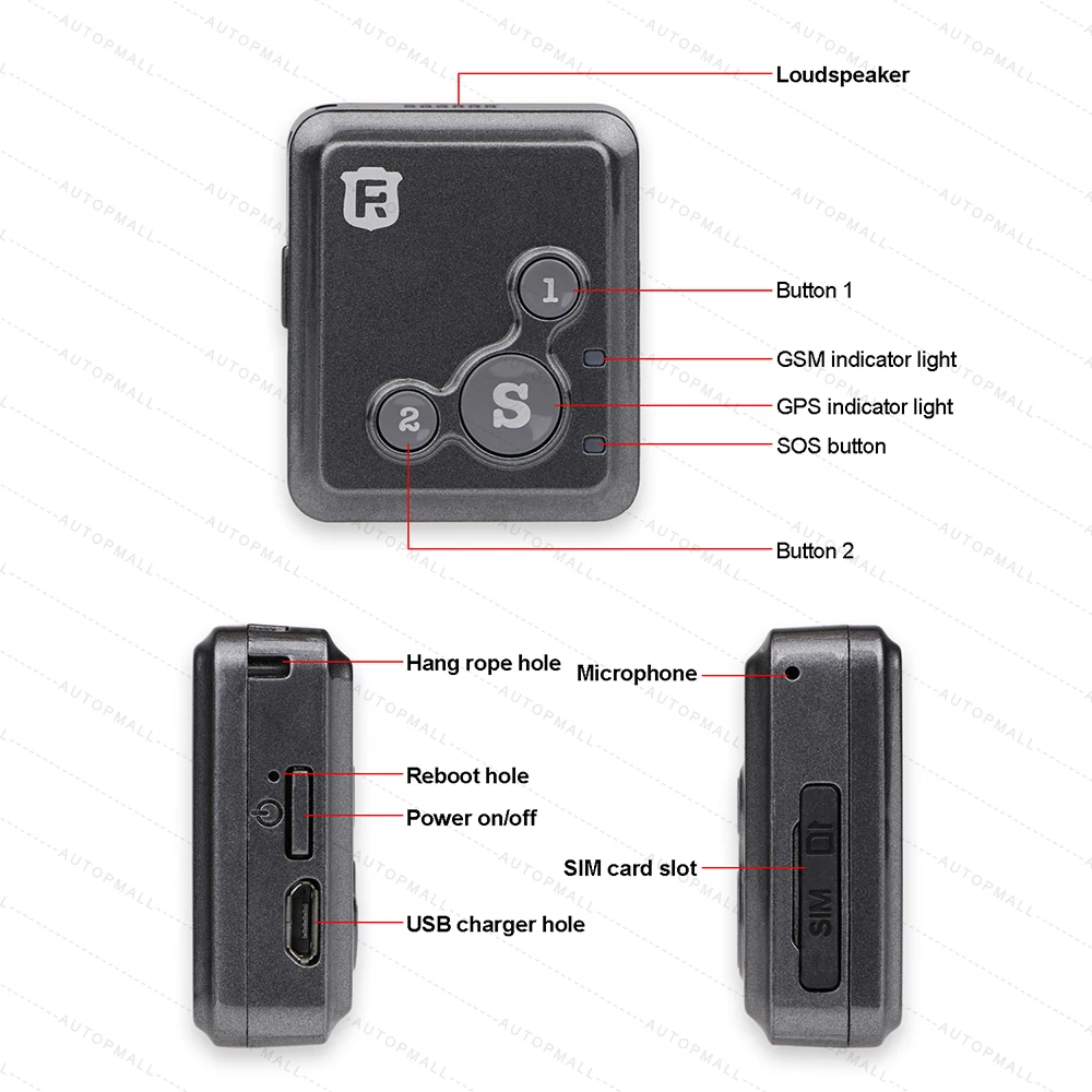 جهاز تتبع صغير بنظام تحديد المواقع الأطفال RF-V16 Handfree الحديث 2G GSM GPS محدد جهاز تعقب 12 أيام الاستعداد SOS مكالمة جهاز مراقبة الصوت شحن APP