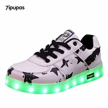 7ipupas usb зарядка корзина Led детская обувь с светильник детская повседневная обувь для мальчиков и девочек светящиеся кроссовки светящаяся обувь enfant