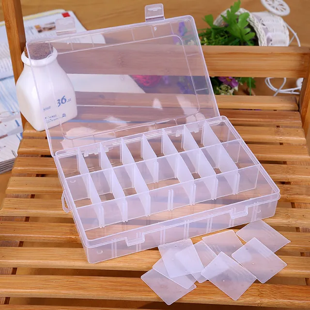 24 Grids Transpa Plastic Storage Box Jewelry Bead Collection 24 Grids Transpa Plastic Storage Box Jewelry Bead Collection Toy Rubber Band Hairpin Organizer Display