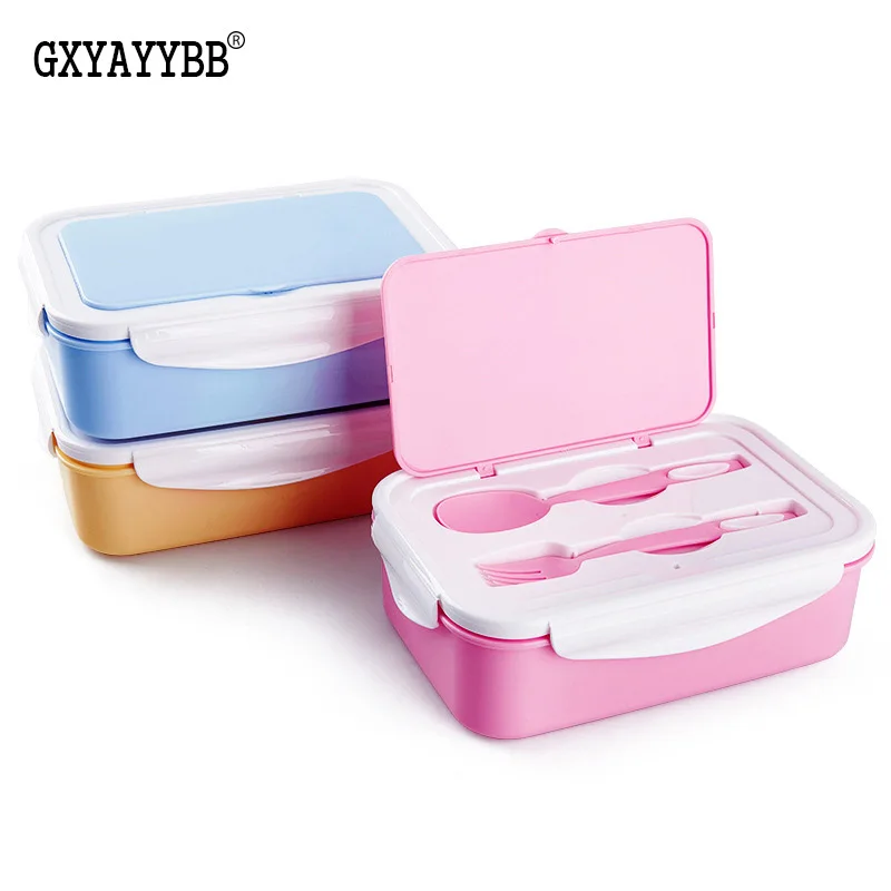 

GXYAYYBB Korean style Microwave Lunch Box Wheat Straw Dinnerware Food Storage Container Children Kids School Portable Bento Box