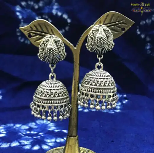 Jhumka индийские женские ювелирные изделия Цыганская Мода хиппи большие серебряные серьги с кисточками для женщин - Окраска металла: 5