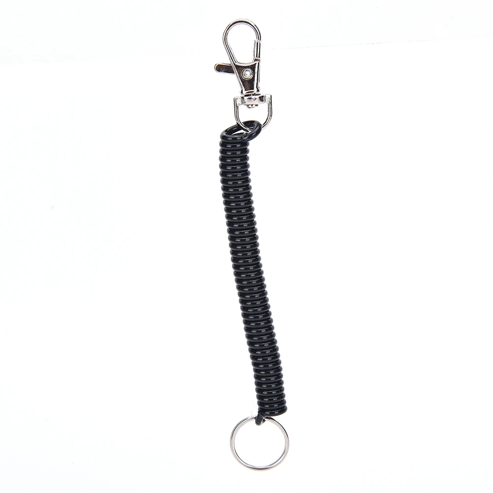 Outdoor Hiking Camping Anti-lost Keychain Tactical Retractable Plastic Spring Elastic Rope Security Gear Tool For