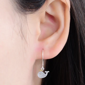 

New Genuine 925 Sterling Silver Cute whale Earrings Silver for Women& Girl Fashion Silver Jewelry Christmas birthday present
