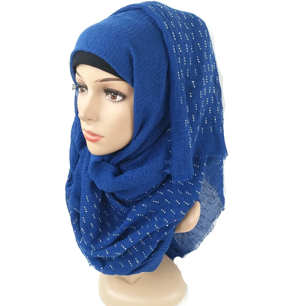 Ромбовидный простой морщин обертывание пузырьковая хлопковая вискоза длинный шарф шаль Женский сморщенный платок-хиджаб головной хиджаб